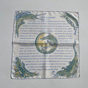 Hermes Clovis Le Crocodile  silk pocket square/pochette 42 cm